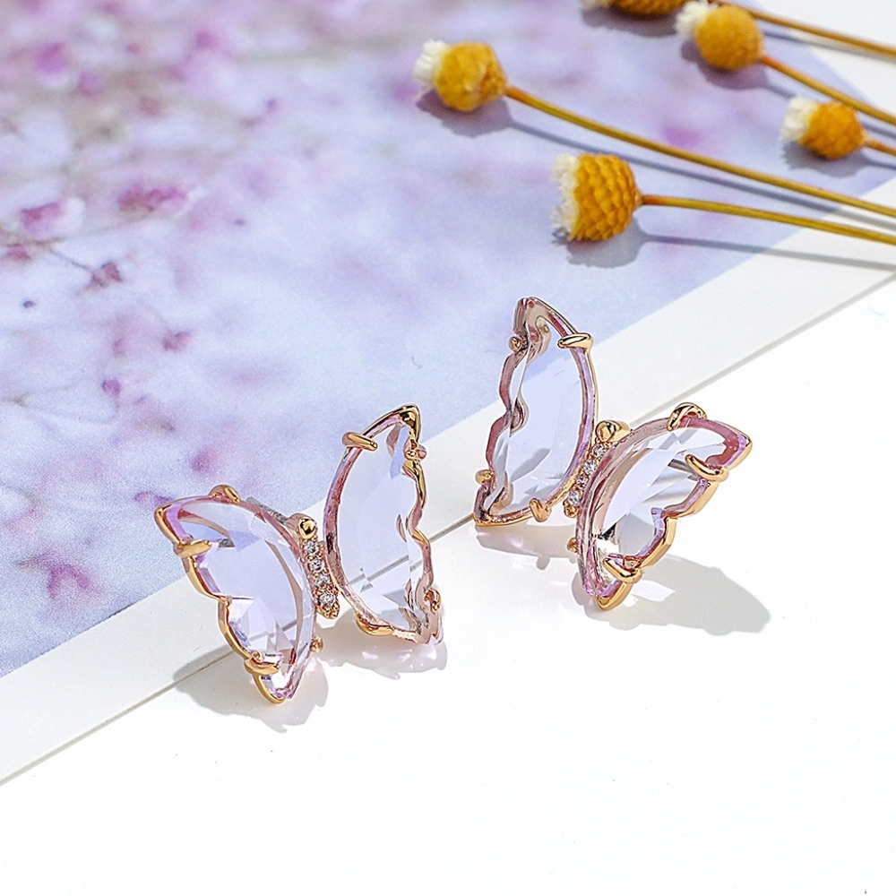 2/$35 "Royalty" Crystal Glass Butterfly Studs.